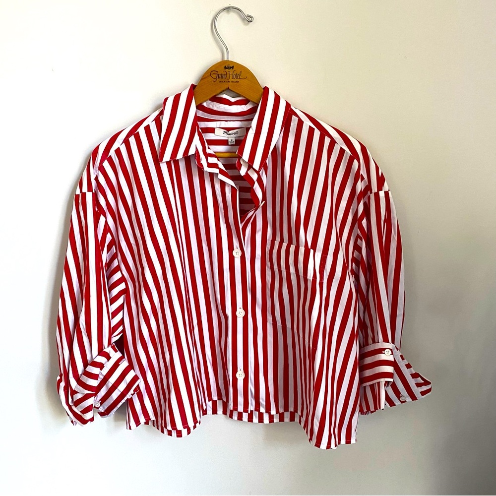 Madewell cropped stripe straight-hem button down